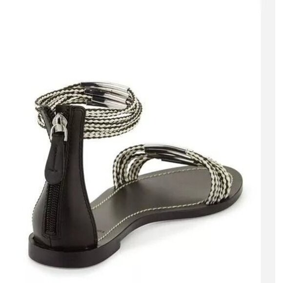 Tory Burch Mignon Rings Black-silver Ankle Strap sandals 11687 size 11 - Picture 2 of 9